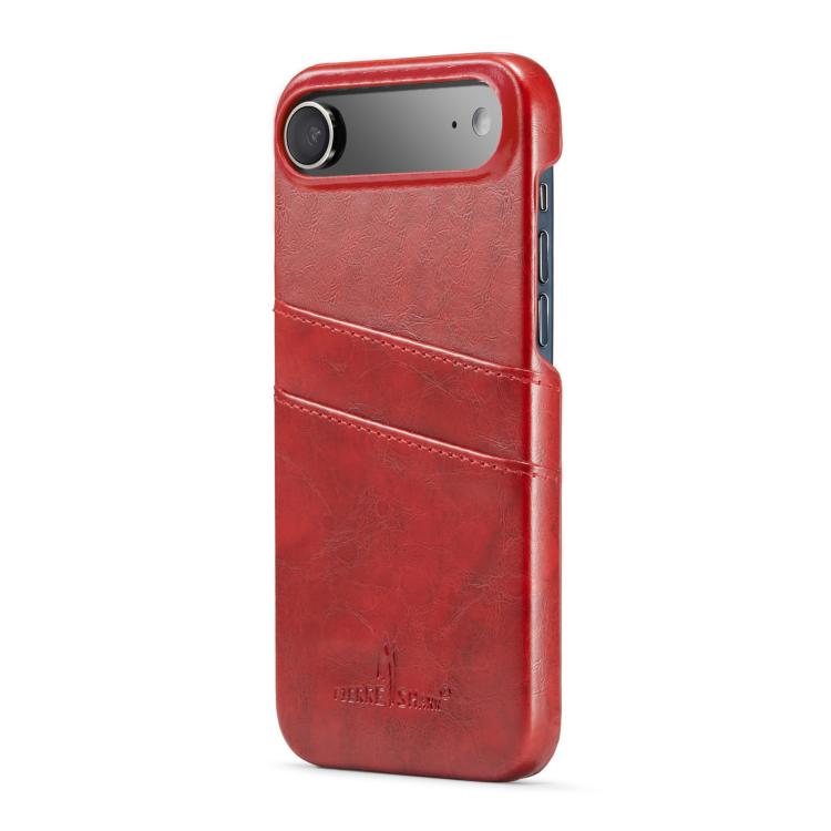 For iPhone Air Fierre Shann Retro Oil Wax Texture Card Slots PU Leather Phone Case(Red) by FIERRE SHANN