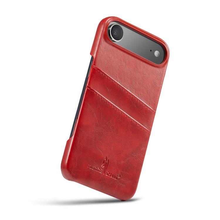 For iPhone Air Fierre Shann Retro Oil Wax Texture Card Slots PU Leather Phone Case(Red) by FIERRE SHANN