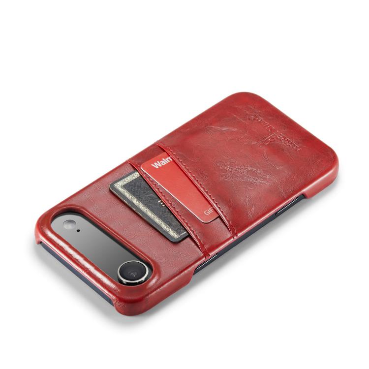 For iPhone Air Fierre Shann Retro Oil Wax Texture Card Slots PU Leather Phone Case(Red) by FIERRE SHANN