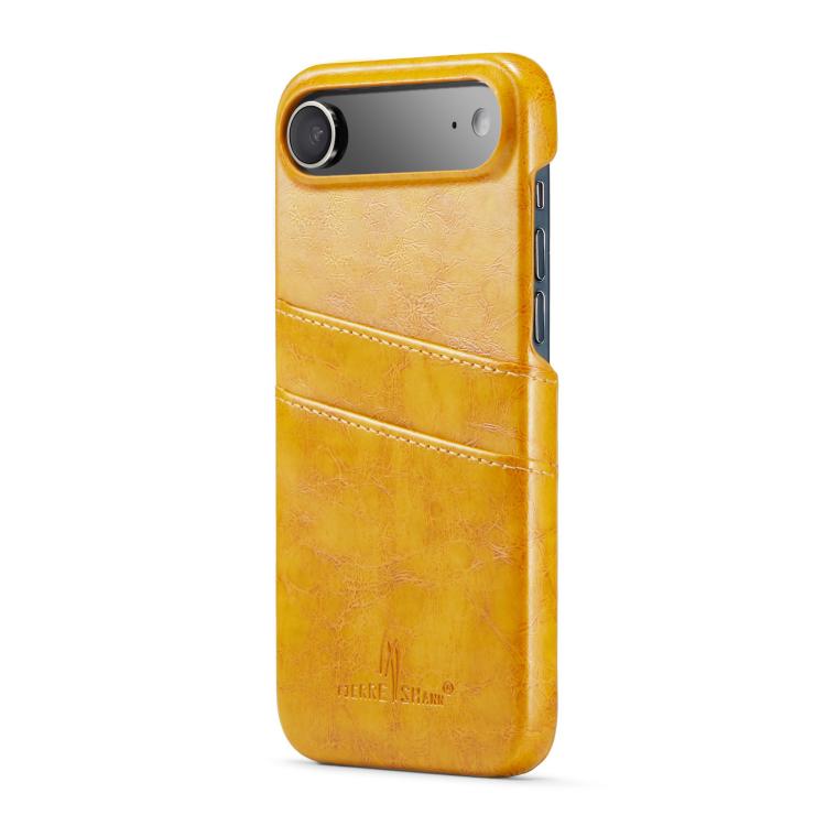 For iPhone Air Fierre Shann Retro Oil Wax Texture Card Slots PU Leather Phone Case(Yellow) by FIERRE SHANN