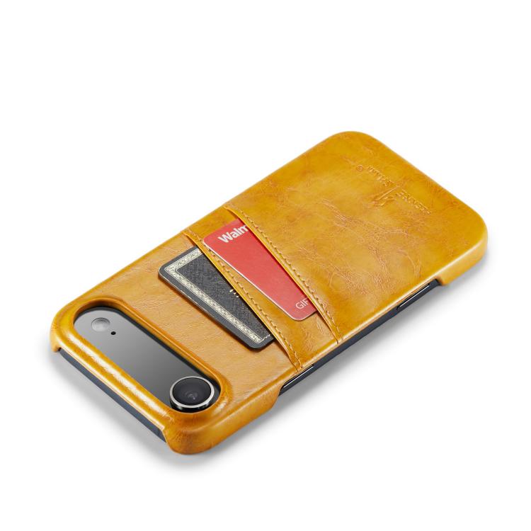 For iPhone Air Fierre Shann Retro Oil Wax Texture Card Slots PU Leather Phone Case(Yellow) by FIERRE SHANN
