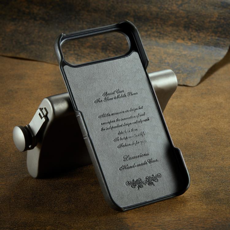 For iPhone Air Fierre Shann Retro Oil Wax Texture Card Slots PU Leather Phone Case(Grey) by FIERRE SHANN