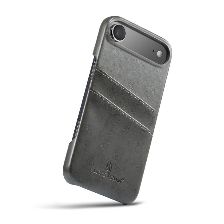 For iPhone Air Fierre Shann Retro Oil Wax Texture Card Slots PU Leather Phone Case(Grey) by FIERRE SHANN