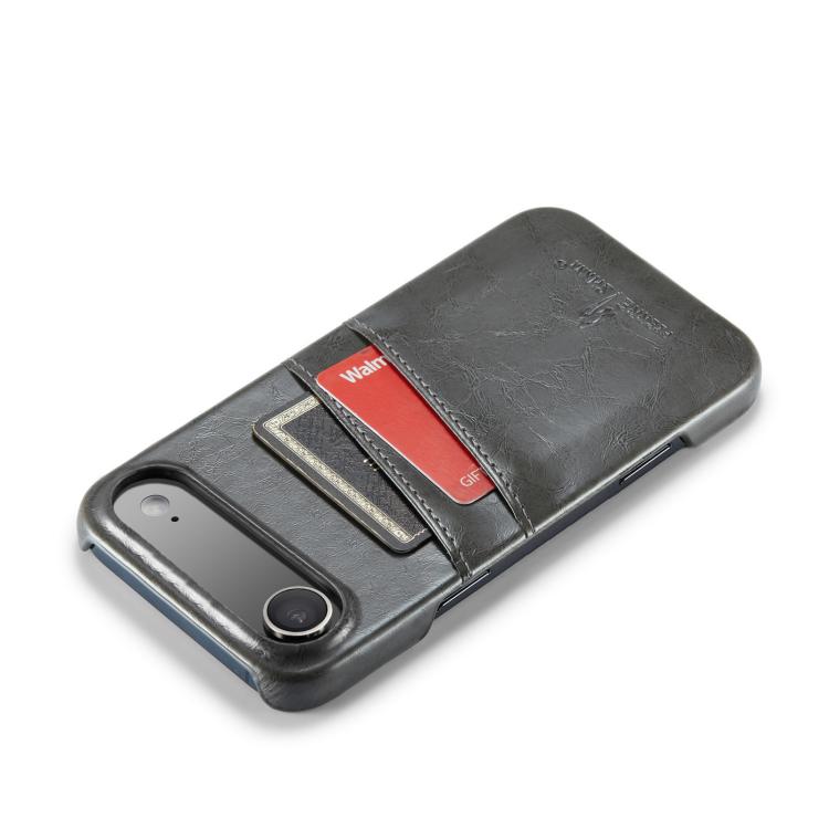 For iPhone Air Fierre Shann Retro Oil Wax Texture Card Slots PU Leather Phone Case(Grey) by FIERRE SHANN