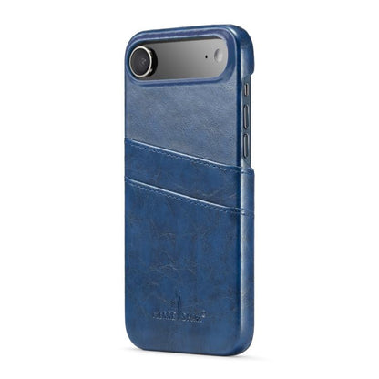 For iPhone Air Fierre Shann Retro Oil Wax Texture Card Slots PU Leather Phone Case(Blue) by FIERRE SHANN
