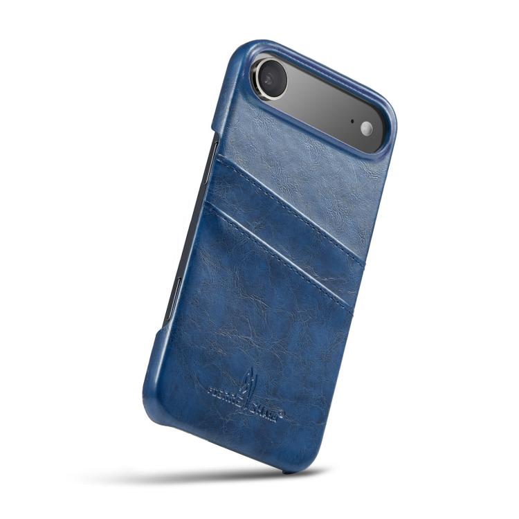 For iPhone Air Fierre Shann Retro Oil Wax Texture Card Slots PU Leather Phone Case(Blue) by FIERRE SHANN