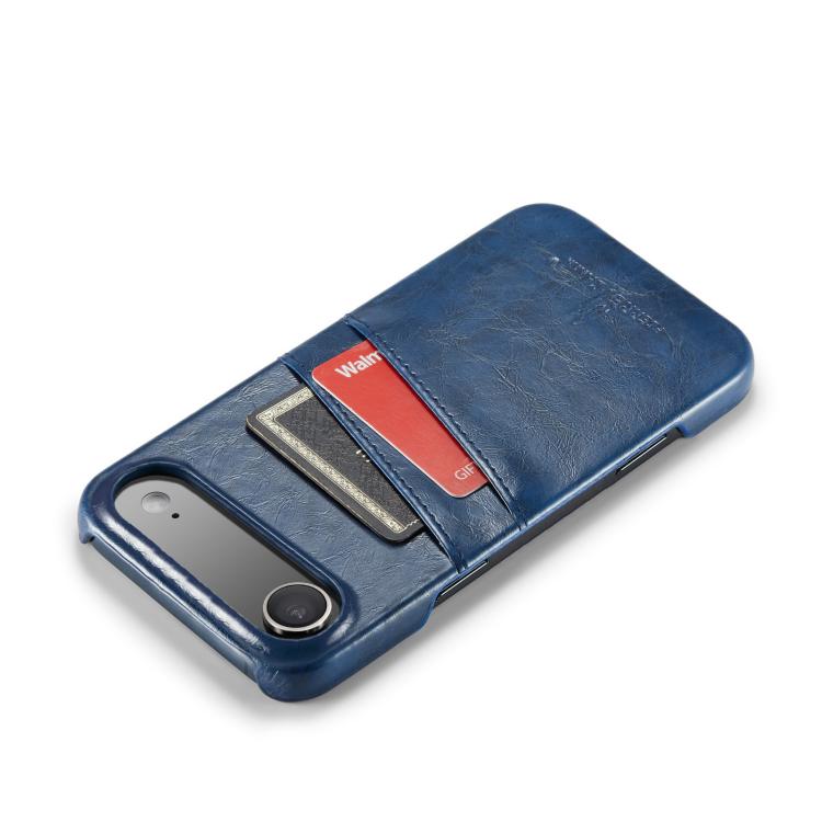 For iPhone Air Fierre Shann Retro Oil Wax Texture Card Slots PU Leather Phone Case(Blue) by FIERRE SHANN