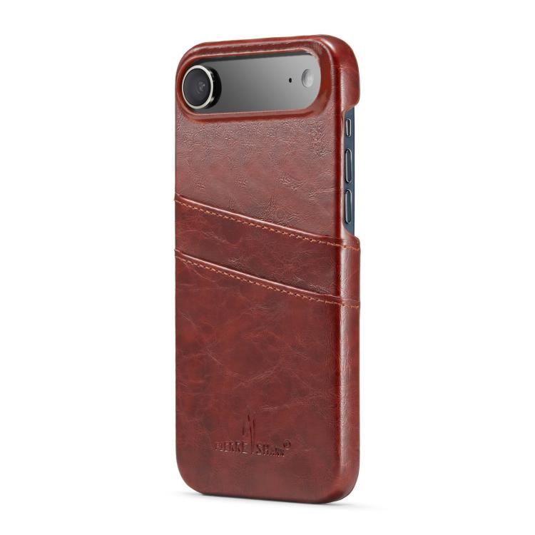 For iPhone Air Fierre Shann Retro Oil Wax Texture Card Slots PU Leather Phone Case(Brown) by FIERRE SHANN
