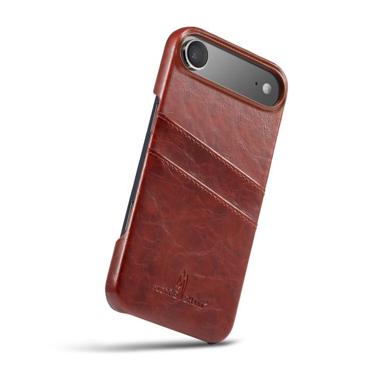 For iPhone Air Fierre Shann Retro Oil Wax Texture Card Slots PU Leather Phone Case(Brown) by FIERRE SHANN