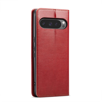 For Google Pixel 9 / 9 Pro Fierre Shann PU Genuine Leather Texture Phone Case(Red) by FIERRE SHANN