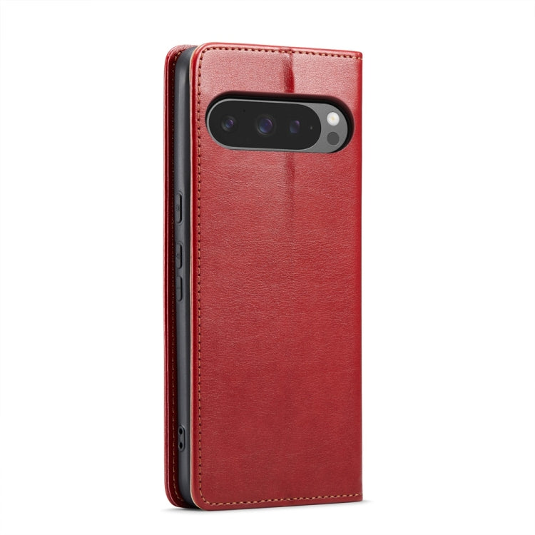For Google Pixel 9 Pro XL Fierre Shann PU Genuine Leather Texture Phone Case(Red) by FIERRE SHANN