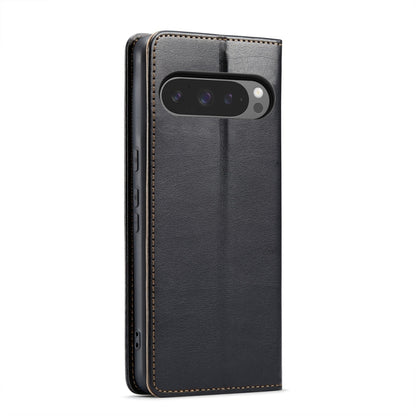 For Google Pixel 9 Pro XL Fierre Shann PU Genuine Leather Texture Phone Case(Black) by FIERRE SHANN