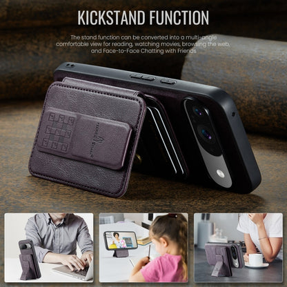 For Google Pixel 9 / 9 Pro Fierre Shann Cowhide Horizontal Flip Magnetic Card Holder Phone Case(Purple) by FIERRE SHANN