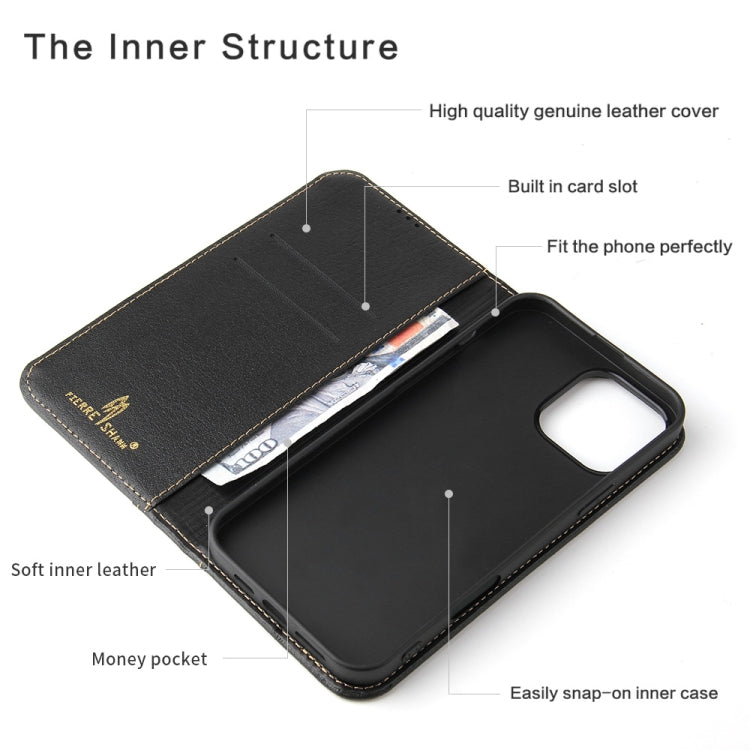 For iPhone 16 Pro Fierre Shann Cowhide Leather Flip Leather Phone Case(Black) by FIERRE SHANN