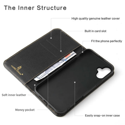 For iPhone 16 Fierre Shann Cowhide Leather Flip Leather Phone Case(Black) by FIERRE SHANN