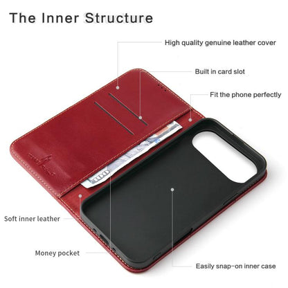 For iPhone Air Fierre Shann Cowhide Leather Flip Leather Phone Case(Red) by FIERRE SHANN