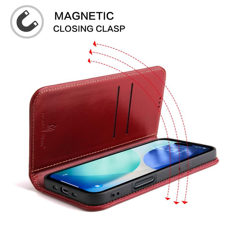 For iPhone Air Fierre Shann Cowhide Leather Flip Leather Phone Case(Red) by FIERRE SHANN