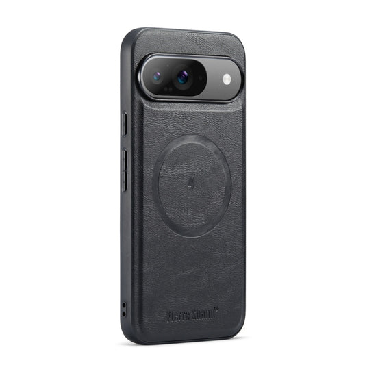 For Google Pixel 9 Pro XL Fierre Shann Cowhide Texture MagSafe Magnetic Phone Case(Black) by FIERRE SHANN