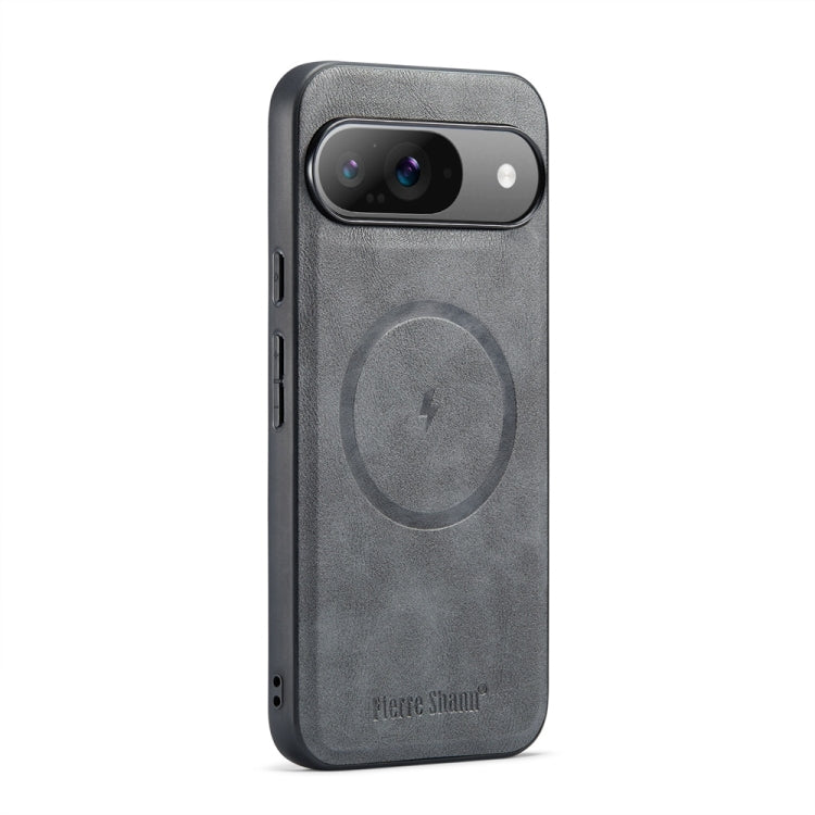For Google Pixel 9 Pro XL Fierre Shann Cowhide Texture MagSafe Magnetic Phone Case(Grey) by FIERRE SHANN