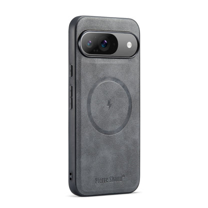 For Google Pixel 9 Pro XL Fierre Shann Cowhide Texture MagSafe Magnetic Phone Case(Grey) by FIERRE SHANN