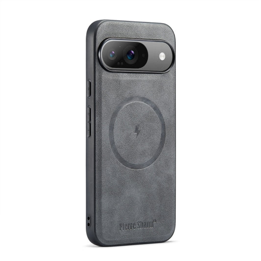 For Google Pixel 9 Pro XL Fierre Shann Cowhide Texture MagSafe Magnetic Phone Case(Grey) by FIERRE SHANN