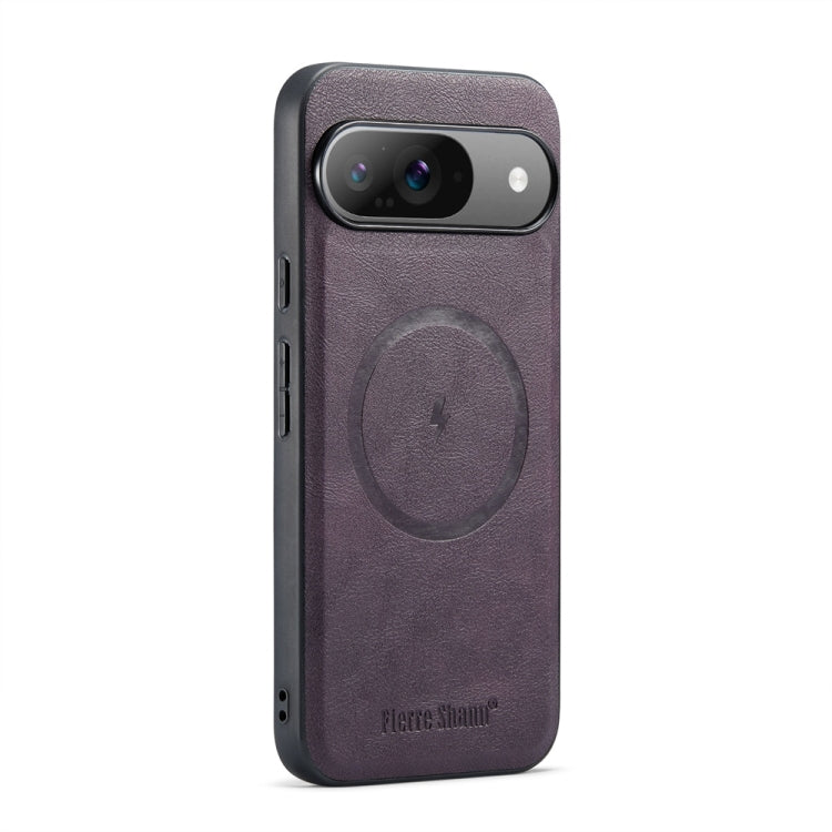 For Google Pixel 9 Pro XL Fierre Shann Cowhide Texture MagSafe Magnetic Phone Case(Purple) by FIERRE SHANN