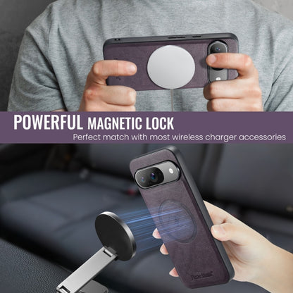 For Google Pixel 9 Pro XL Fierre Shann Cowhide Texture MagSafe Magnetic Phone Case(Purple) by FIERRE SHANN