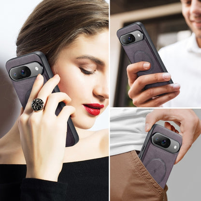 For Google Pixel 9 Pro XL Fierre Shann Cowhide Texture MagSafe Magnetic Phone Case(Purple) by FIERRE SHANN