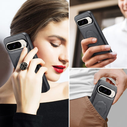 For Google Pixel 9 / 9 Pro Fierre Shann Cowhide Texture MagSafe Magnetic Phone Case(Black) by FIERRE SHANN