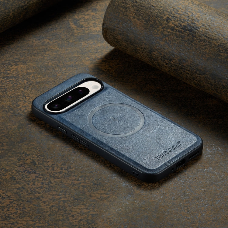 For Google Pixel 9 / 9 Pro Fierre Shann Cowhide Texture MagSafe Magnetic Phone Case(Blue) by FIERRE SHANN