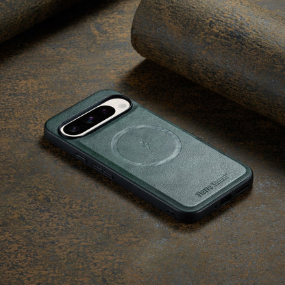 For Google Pixel 9 / 9 Pro Fierre Shann Cowhide Texture MagSafe Magnetic Phone Case(Green) by FIERRE SHANN