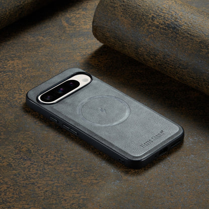 For Google Pixel 9 / 9 Pro Fierre Shann Cowhide Texture MagSafe Magnetic Phone Case(Grey) by FIERRE SHANN