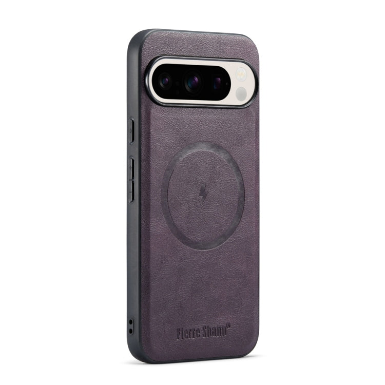 For Google Pixel 9 / 9 Pro Fierre Shann Cowhide Texture MagSafe Magnetic Phone Case(Purple) by FIERRE SHANN