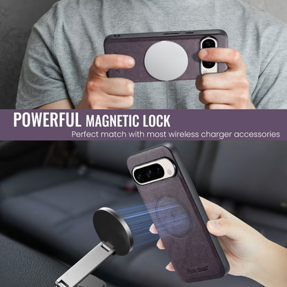 For Google Pixel 9 / 9 Pro Fierre Shann Cowhide Texture MagSafe Magnetic Phone Case(Purple) by FIERRE SHANN