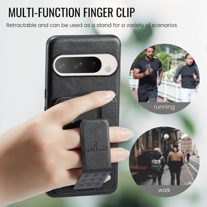 For Google Pixel 9 / 9 Pro Fierre Shann Oil Wax Cow Leather Card Holder Back Phone Case(Black) by FIERRE SHANN