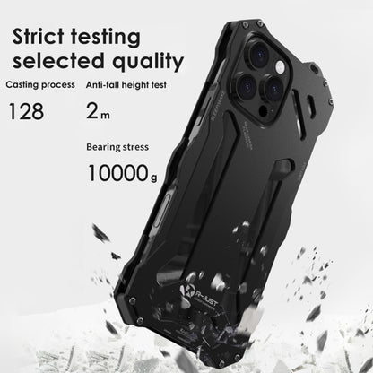 For iPhone 16 Pro R-JUST RJ-17 Shockproof Armor Hollow Metal Phone Case(Black) by R-JUST