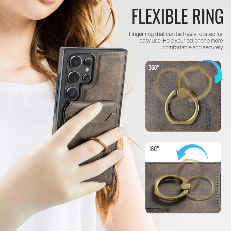 For Samsung Galaxy S24 Ultra 5G MAGKING K1 MagSafe Detachable Wallet RFID Back Cover Phone Case(Coffee) by MAGKING