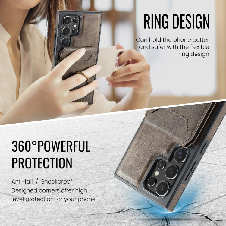 For Samsung Galaxy S24 Ultra 5G MAGKING K1 MagSafe Detachable Wallet RFID Back Cover Phone Case(Coffee) by MAGKING