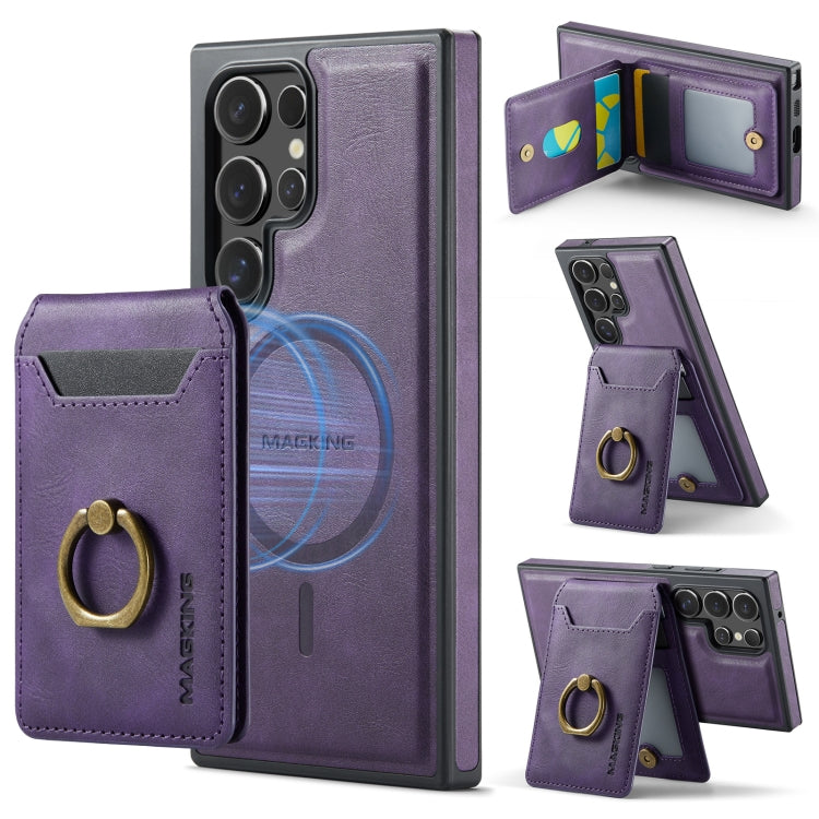 For Samsung Galaxy S23 Ultra 5G MAGKING K1 MagSafe Detachable Wallet RFID Back Cover Phone Case(Purple) by MAGKING