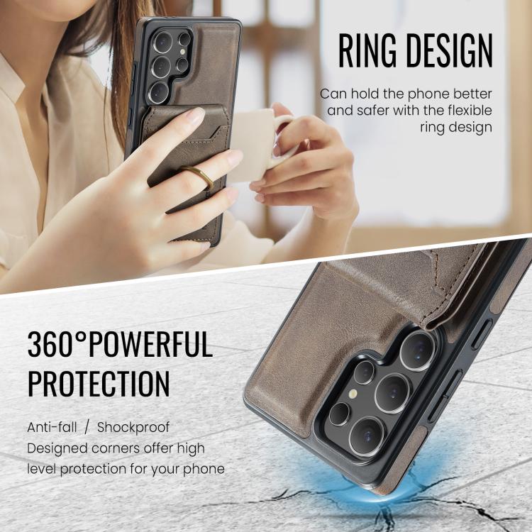 For Samsung Galaxy S25 Ultra 5G MAGKING K1 MagSafe Detachable Wallet RFID Back Cover Phone Case(Coffee) by MAGKING