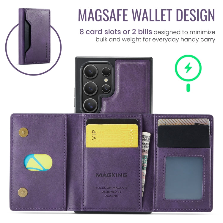 For Samsung Galaxy S24 Ultra 5G MAGKING K2 Series MagSafe RFID Card Bag Detachable Phone Case(Purple) by MAGKING