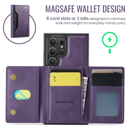 For Samsung Galaxy S24 Ultra 5G MAGKING K2 Series MagSafe RFID Card Bag Detachable Phone Case(Purple) by MAGKING