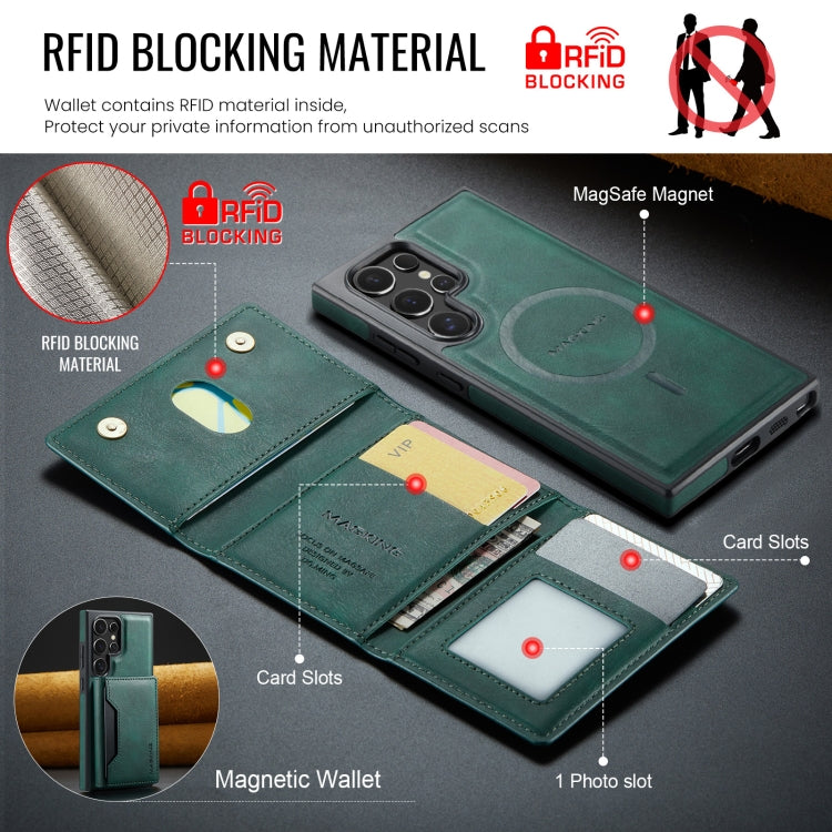 For Samsung Galaxy S23 Ultra 5G MAGKING K2 Series MagSafe RFID Card Bag Detachable Phone Case(Green) by MAGKING