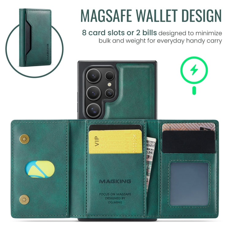 For Samsung Galaxy S23 Ultra 5G MAGKING K2 Series MagSafe RFID Card Bag Detachable Phone Case(Green) by MAGKING