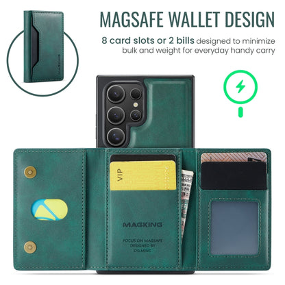 For Samsung Galaxy S23 Ultra 5G MAGKING K2 Series MagSafe RFID Card Bag Detachable Phone Case(Green) by MAGKING