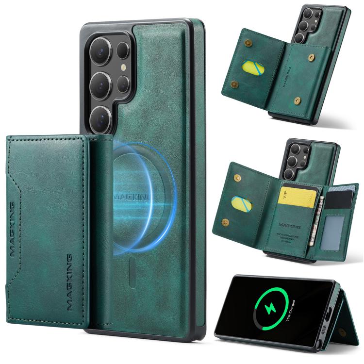 For Samsung Galaxy S25 Ultra 5G MAGKING K2 Series MagSafe RFID Card Bag Detachable Phone Case(Green) by MAGKING