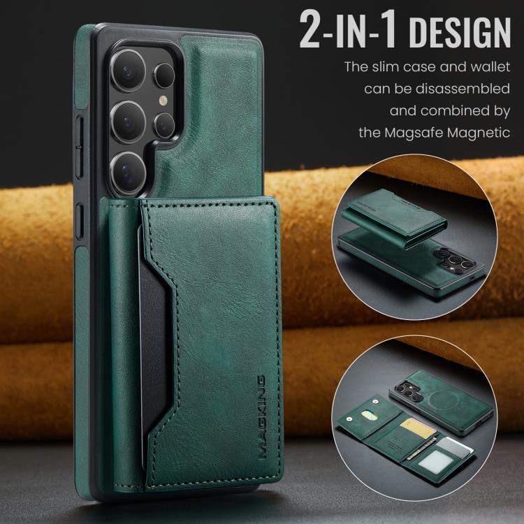 For Samsung Galaxy S25 Ultra 5G MAGKING K2 Series MagSafe RFID Card Bag Detachable Phone Case(Green) by MAGKING