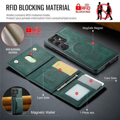 For Samsung Galaxy S25 Ultra 5G MAGKING K2 Series MagSafe RFID Card Bag Detachable Phone Case(Green) by MAGKING