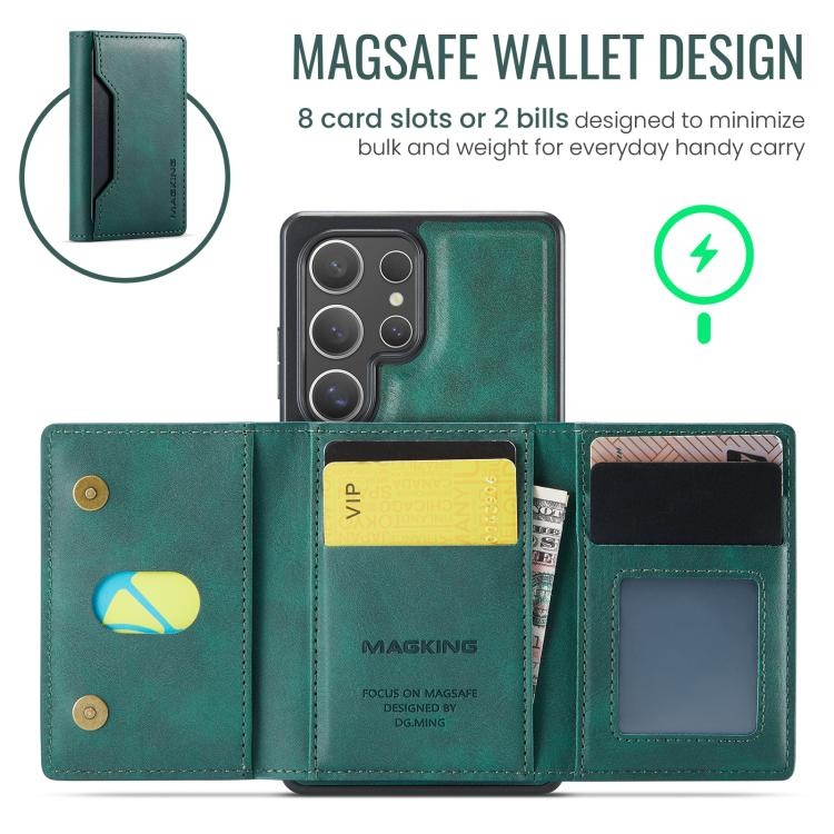 For Samsung Galaxy S25 Ultra 5G MAGKING K2 Series MagSafe RFID Card Bag Detachable Phone Case(Green) by MAGKING