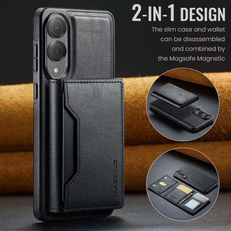 For Samsung Galaxy S25 Edge 5G MAGKING K2 Series MagSafe RFID Card Bag Detachable Phone Case(Black) by MAGKING